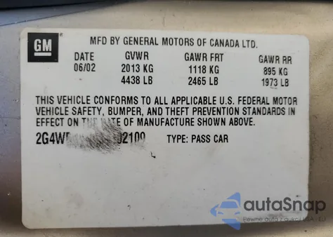 2003 Buick Regal Ls из США, поврежденный, VIN 2G4WB52K931102109